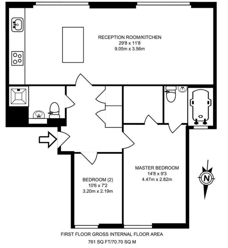 2 bedroom flat to rent - floorplan