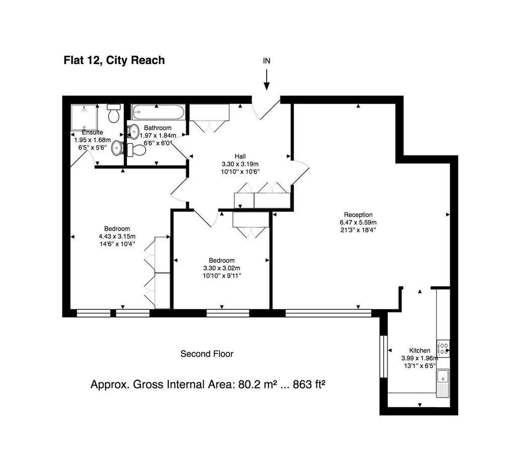 2 bedroom flat to rent - floorplan