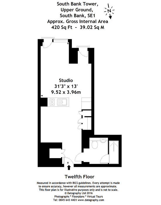 Studio flat to rent - floorplan