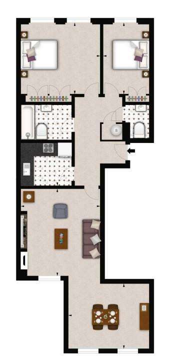 2 bedroom flat to rent - floorplan