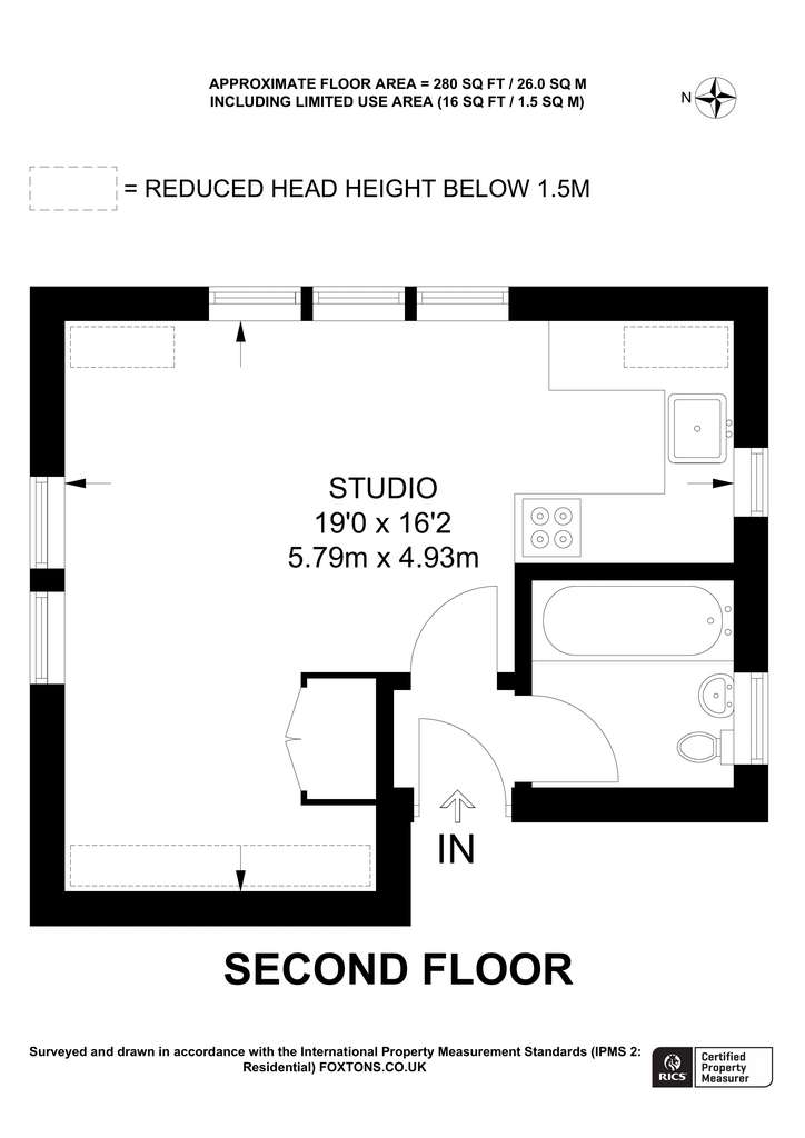 Studio flat to rent - floorplan