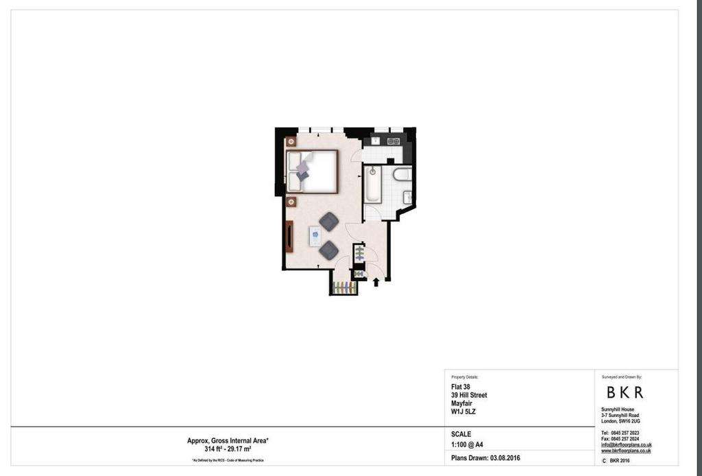 Studio flat to rent - floorplan