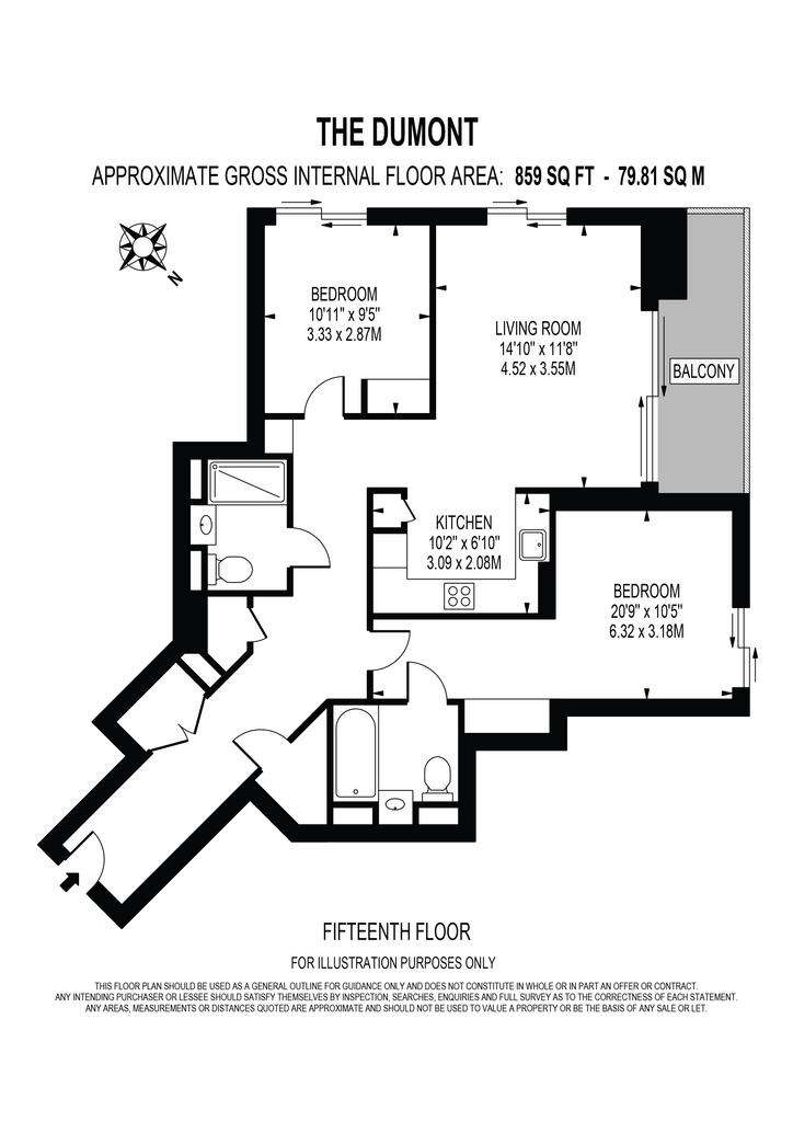 2 bedroom flat to rent - floorplan