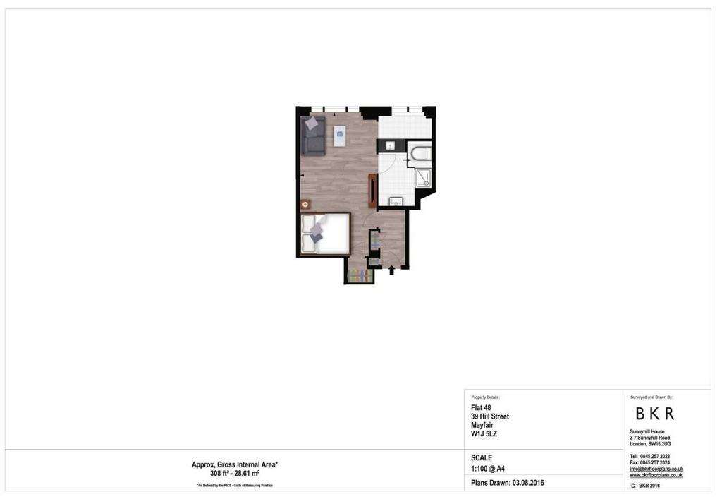 Studio flat to rent - floorplan