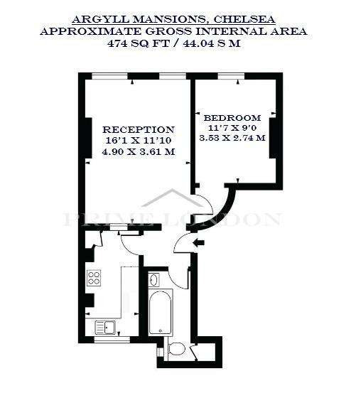 1 bedroom flat to rent - floorplan