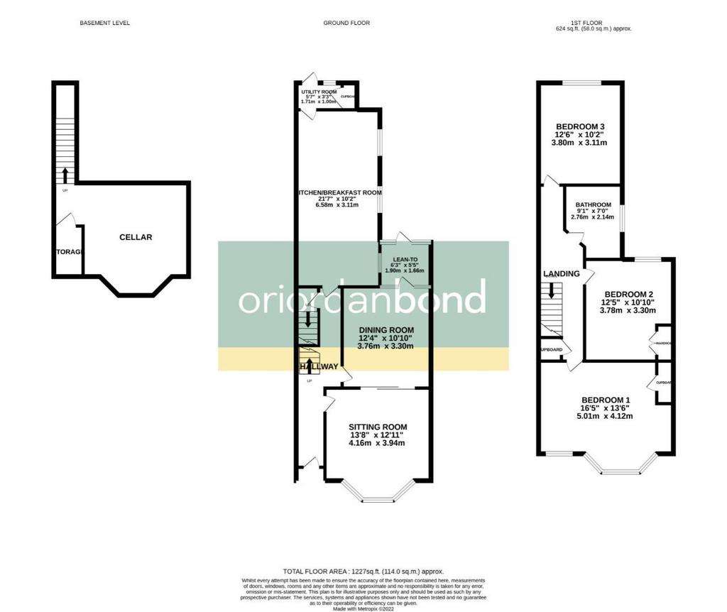 3 bedroom terraced house for sale - floorplan