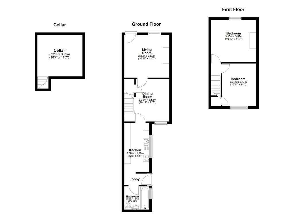 2 bedroom terraced house for sale - floorplan