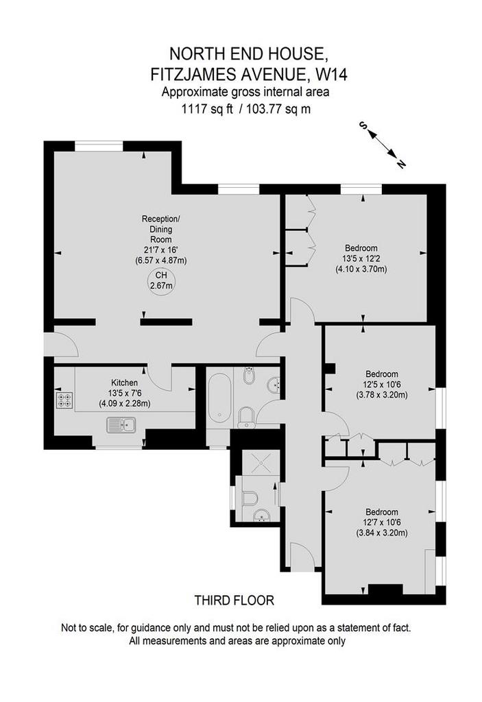 3 bedroom flat to rent - floorplan