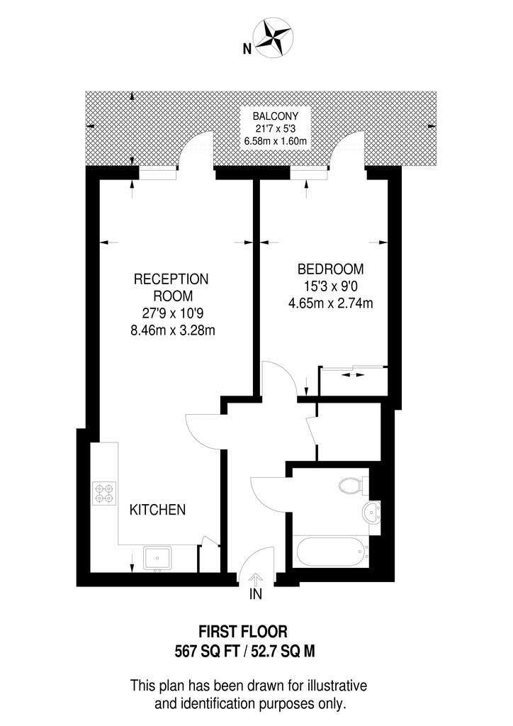 1 bedroom flat to rent - floorplan