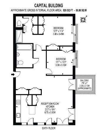 2 bedroom flat to rent - floorplan