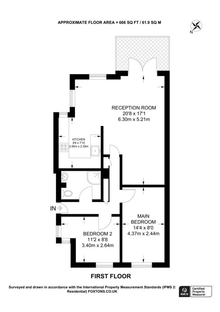 2 bedroom flat to rent - floorplan