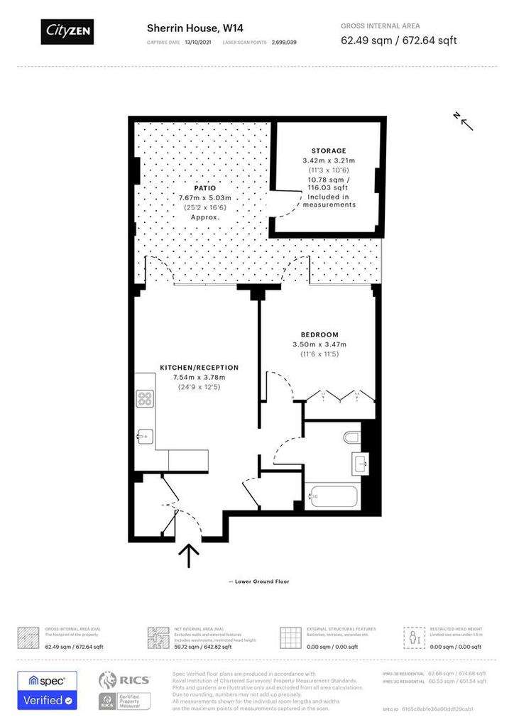 1 bedroom flat to rent - floorplan