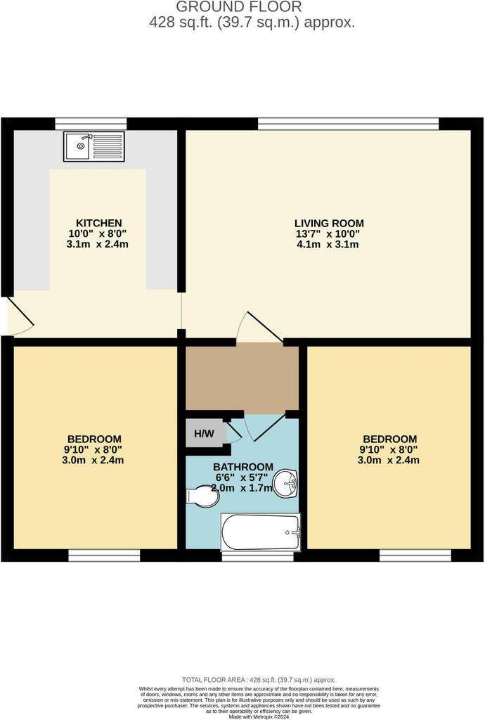 2 bedroom bungalow for sale - floorplan