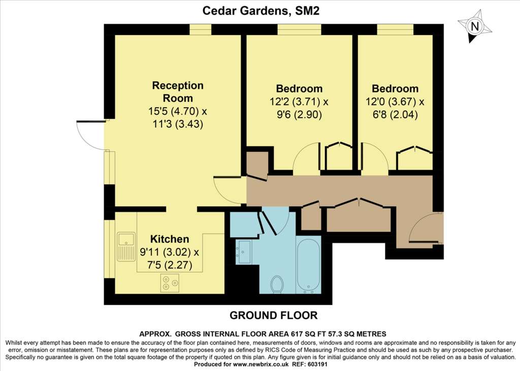 2 bedroom flat to rent - floorplan