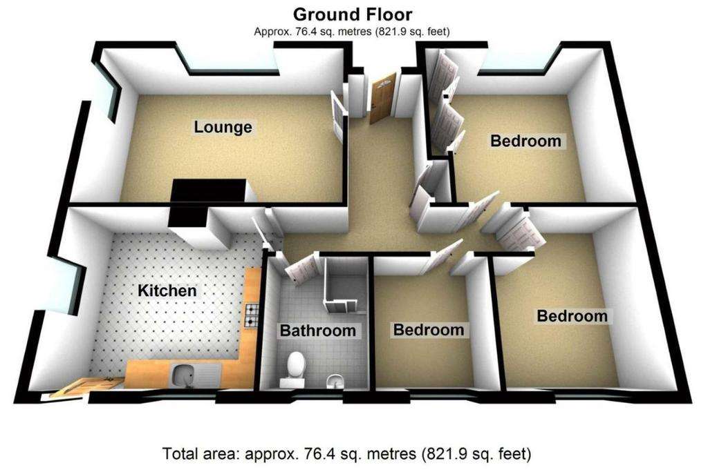 3 bedroom bungalow for sale - floorplan