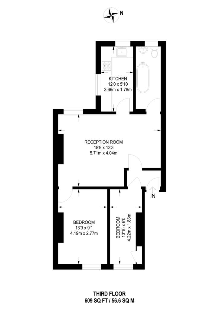 2 bedroom flat to rent - floorplan