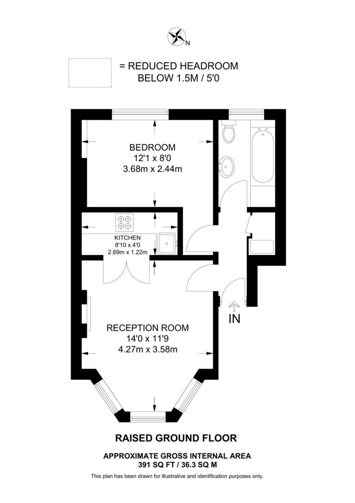 1 bedroom flat to rent - floorplan