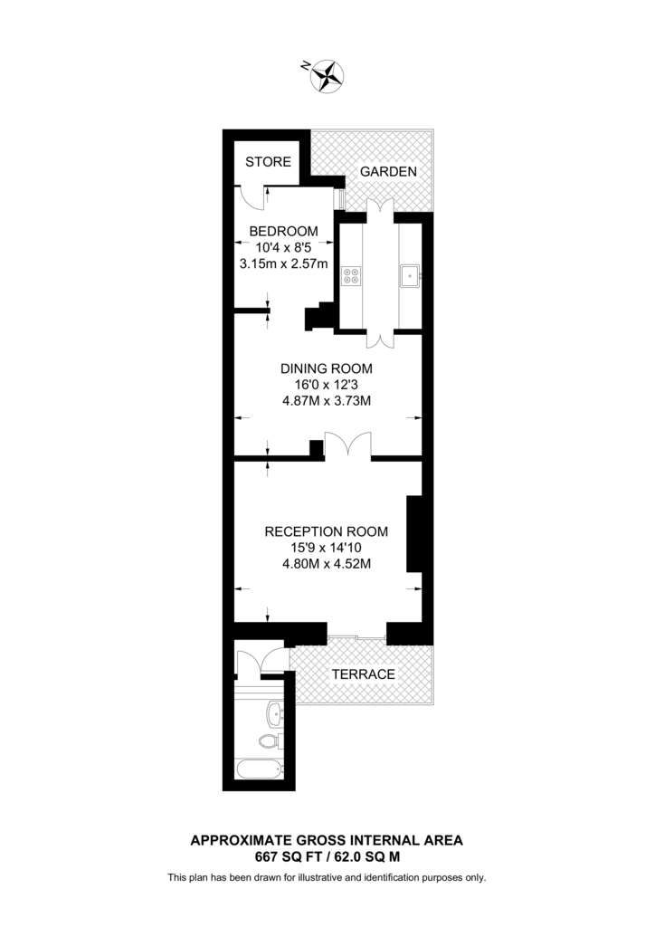 1 bedroom flat to rent - floorplan