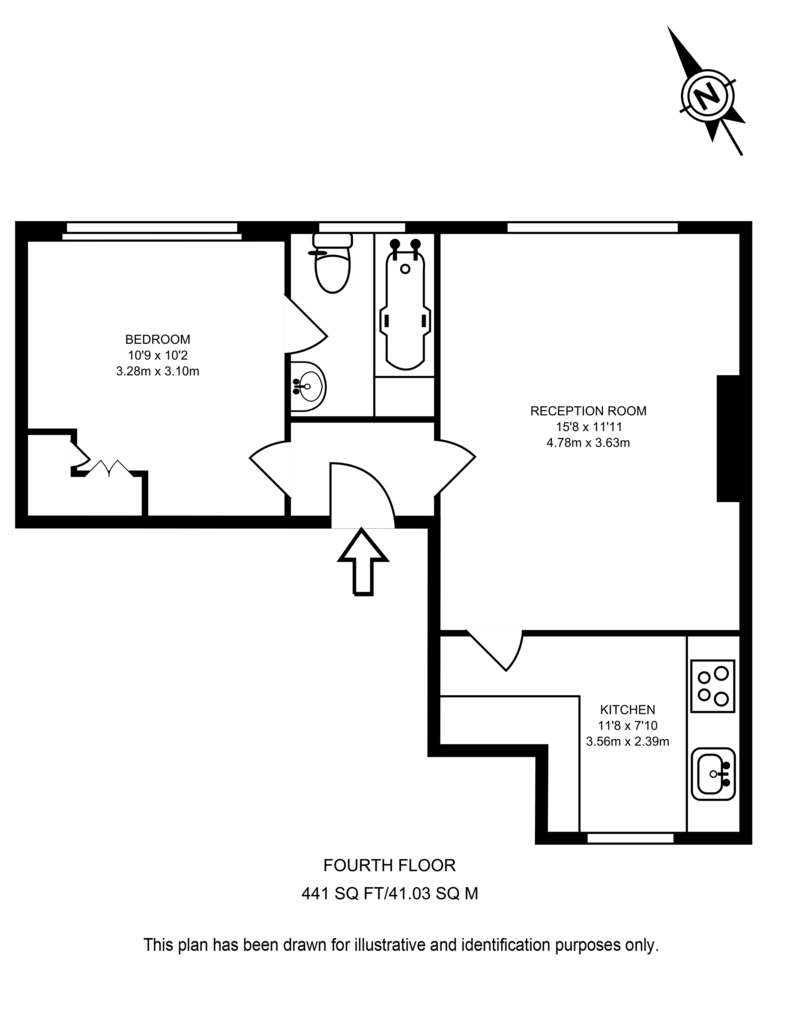 1 bedroom flat to rent - floorplan