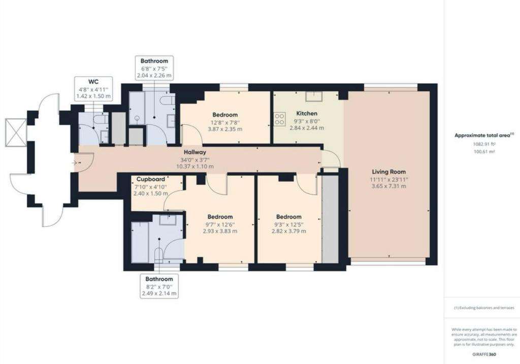 3 bedroom flat to rent - floorplan