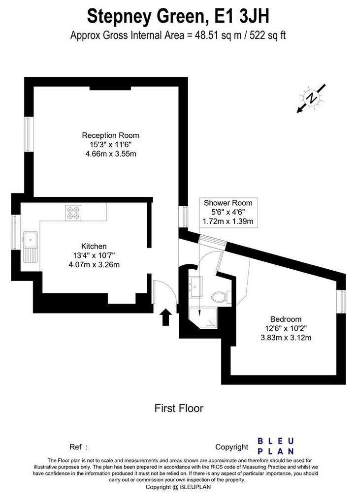 1 bedroom flat to rent - floorplan