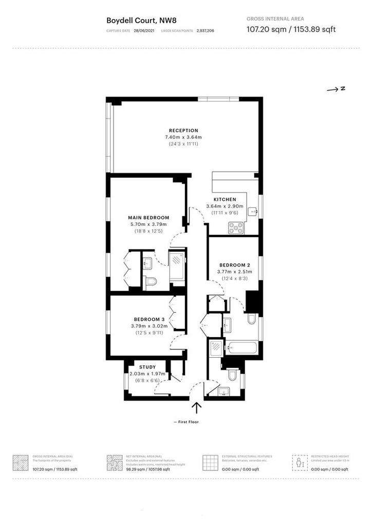 3 bedroom flat to rent - floorplan