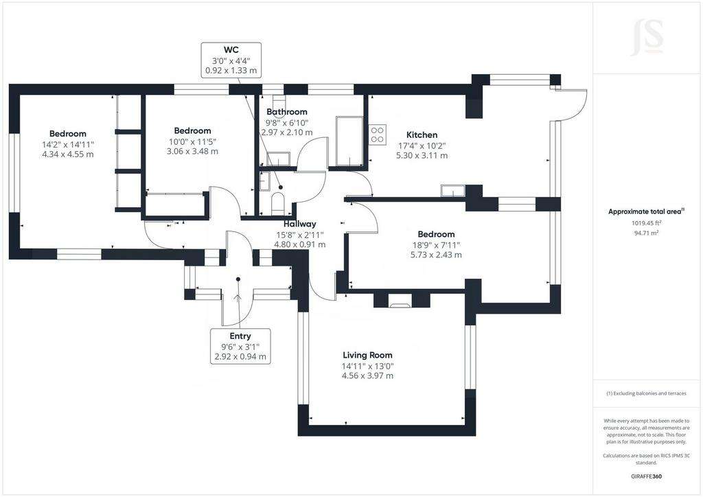 3 bedroom detached bungalow for sale - floorplan