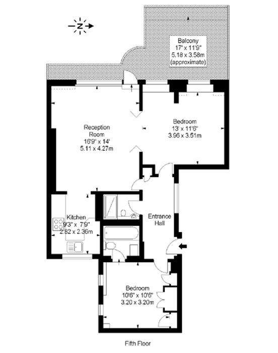 2 bedroom flat to rent - floorplan