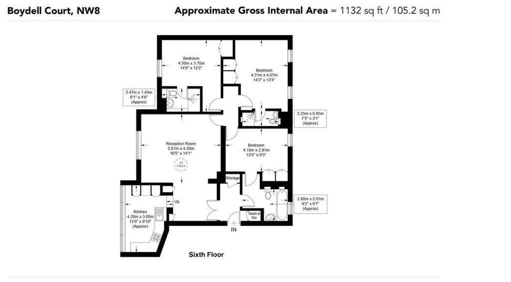 3 bedroom flat to rent - floorplan