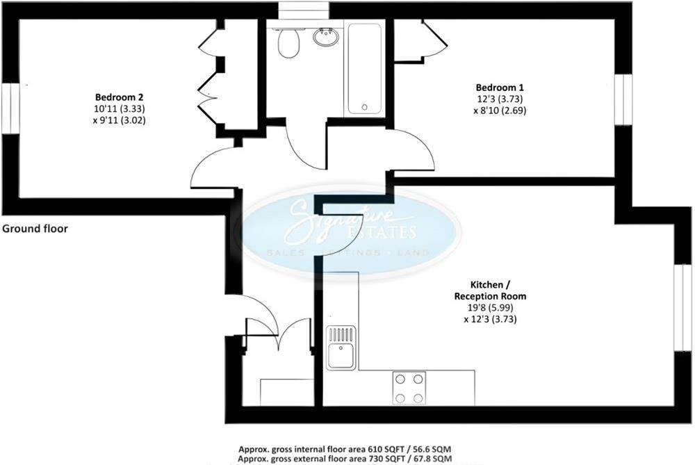 2 bedroom flat to rent - floorplan