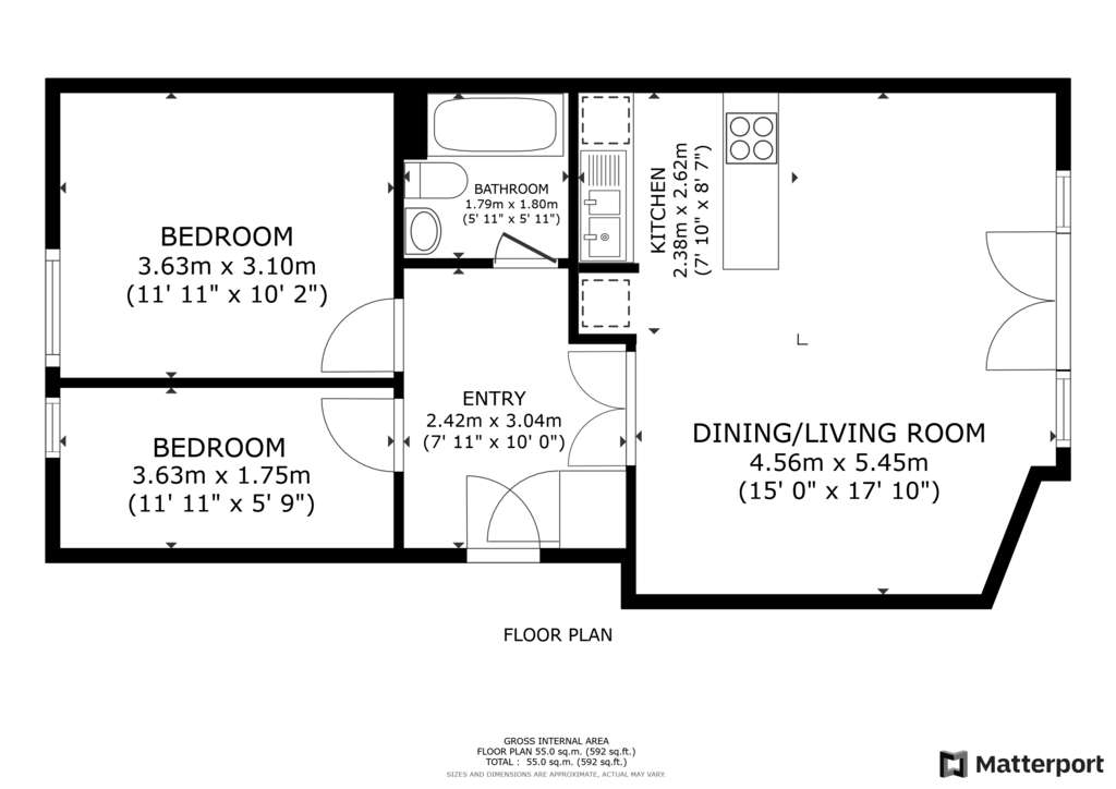 2 bedroom flat for sale - floorplan