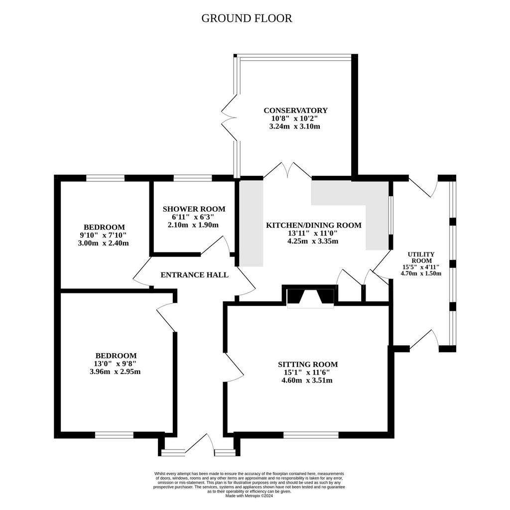 2 bedroom detached bungalow for sale - floorplan