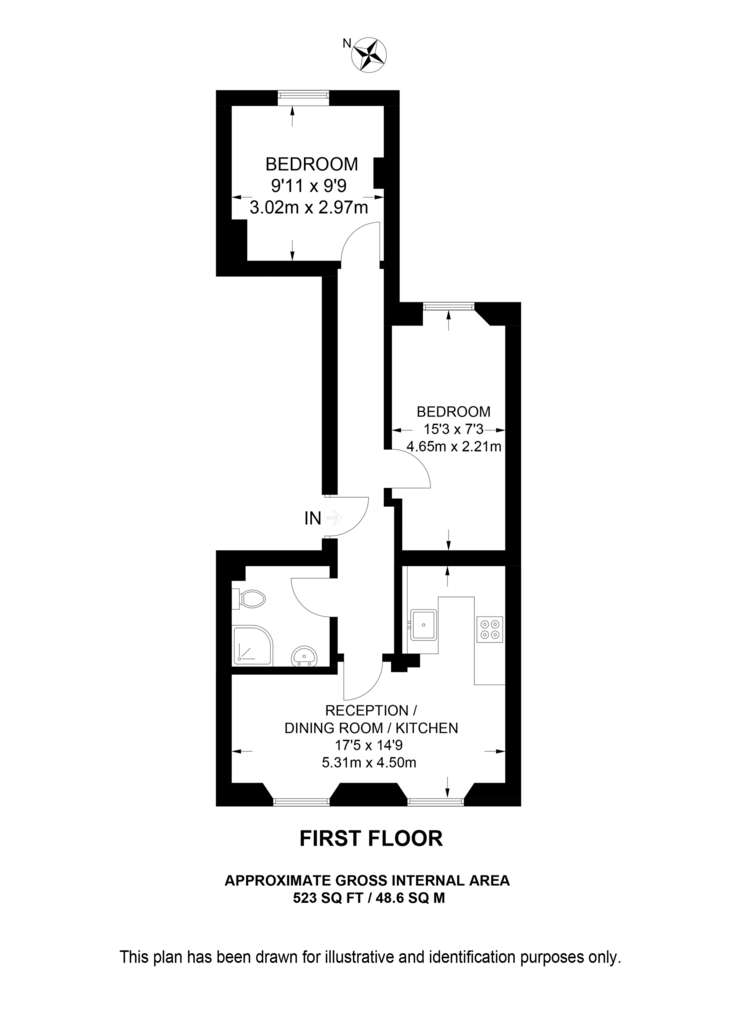 2 bedroom flat to rent - floorplan