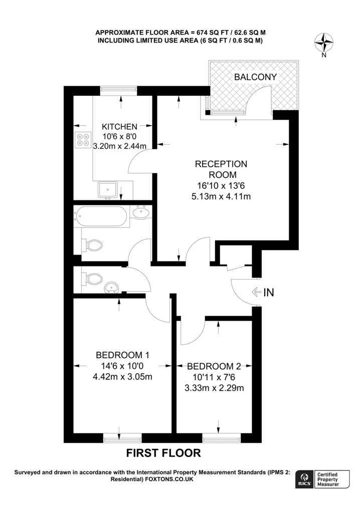 2 bedroom flat to rent - floorplan