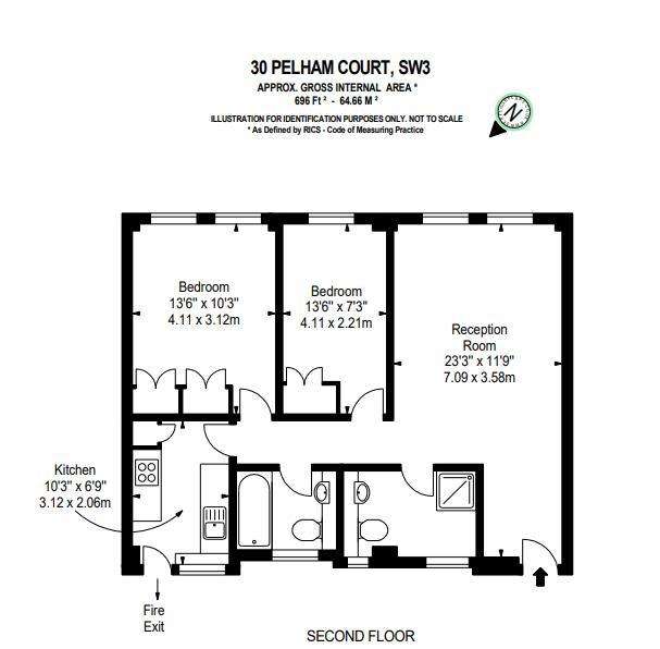 2 bedroom flat to rent - floorplan