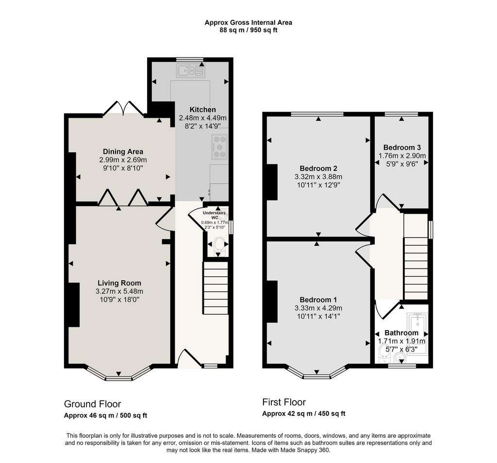 3 bedroom semi-detached house for sale - floorplan