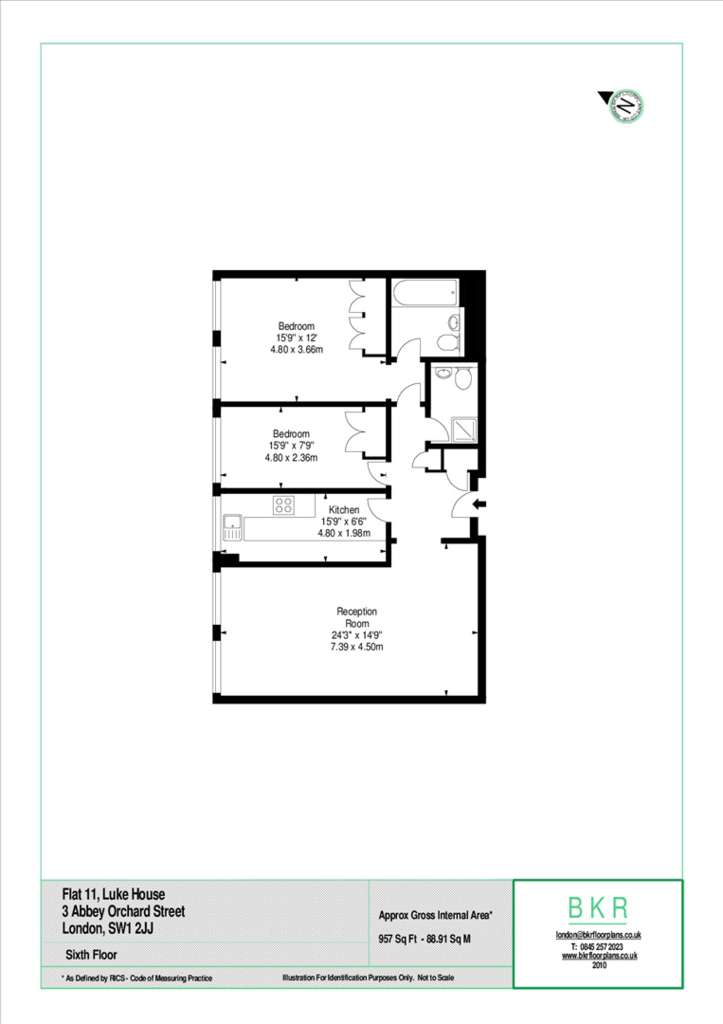 2 bedroom flat to rent - floorplan