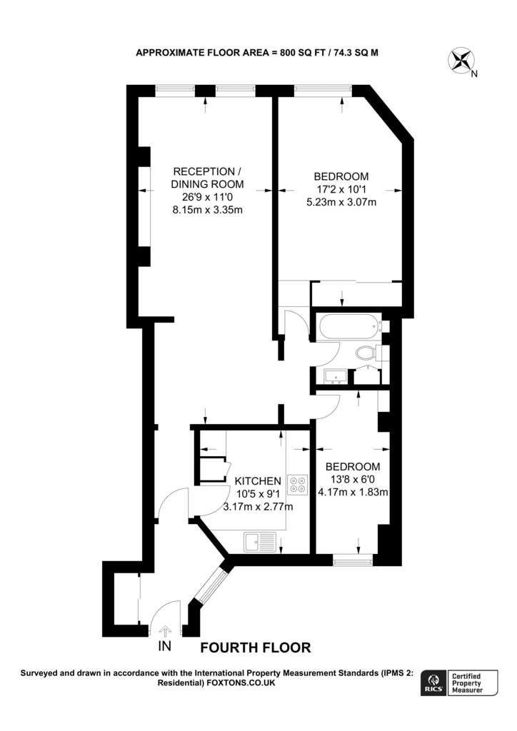 2 bedroom flat to rent - floorplan