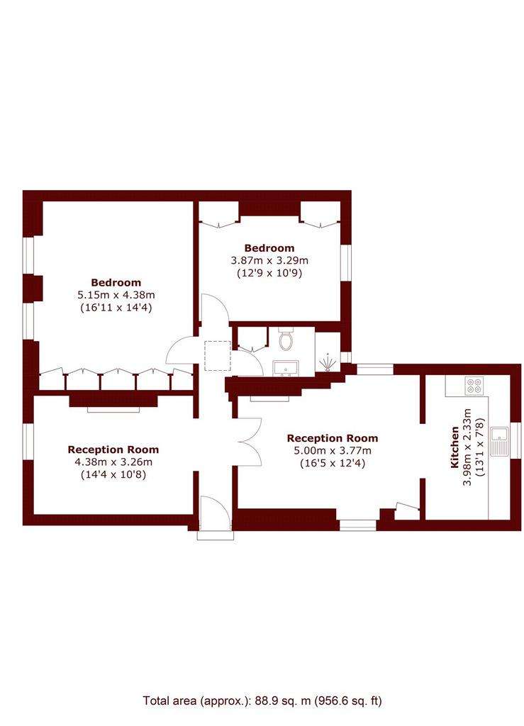 2 bedroom flat to rent - floorplan