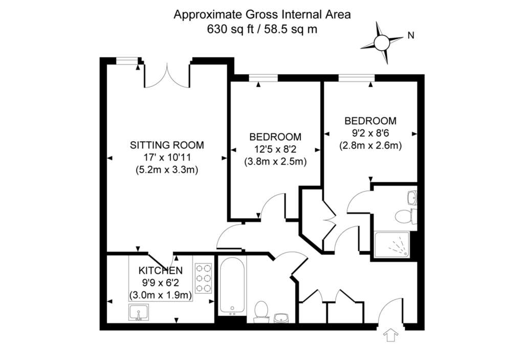 2 bedroom flat to rent - floorplan