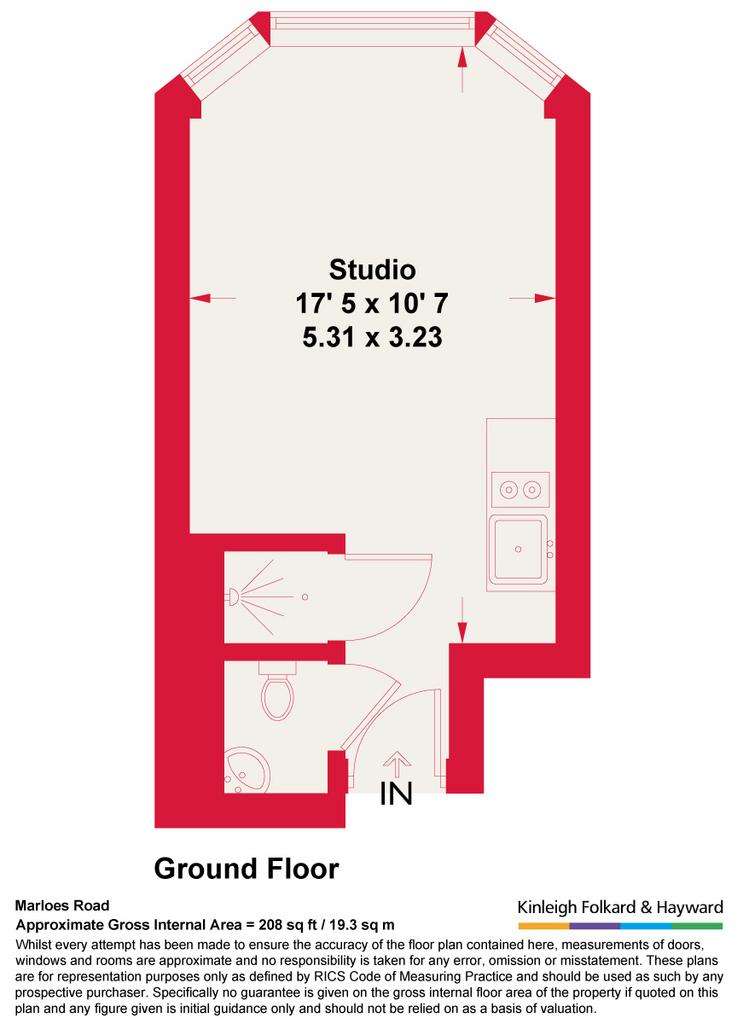 Studio flat to rent - floorplan