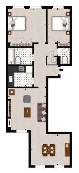 2 bedroom flat to rent - floorplan