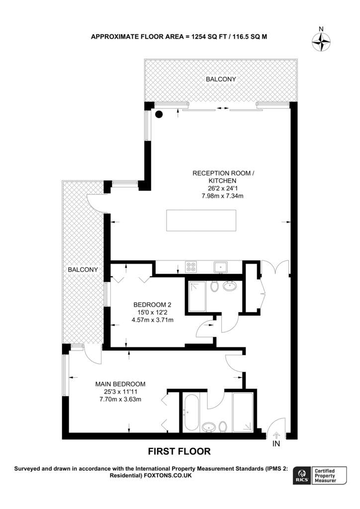 2 bedroom flat to rent - floorplan