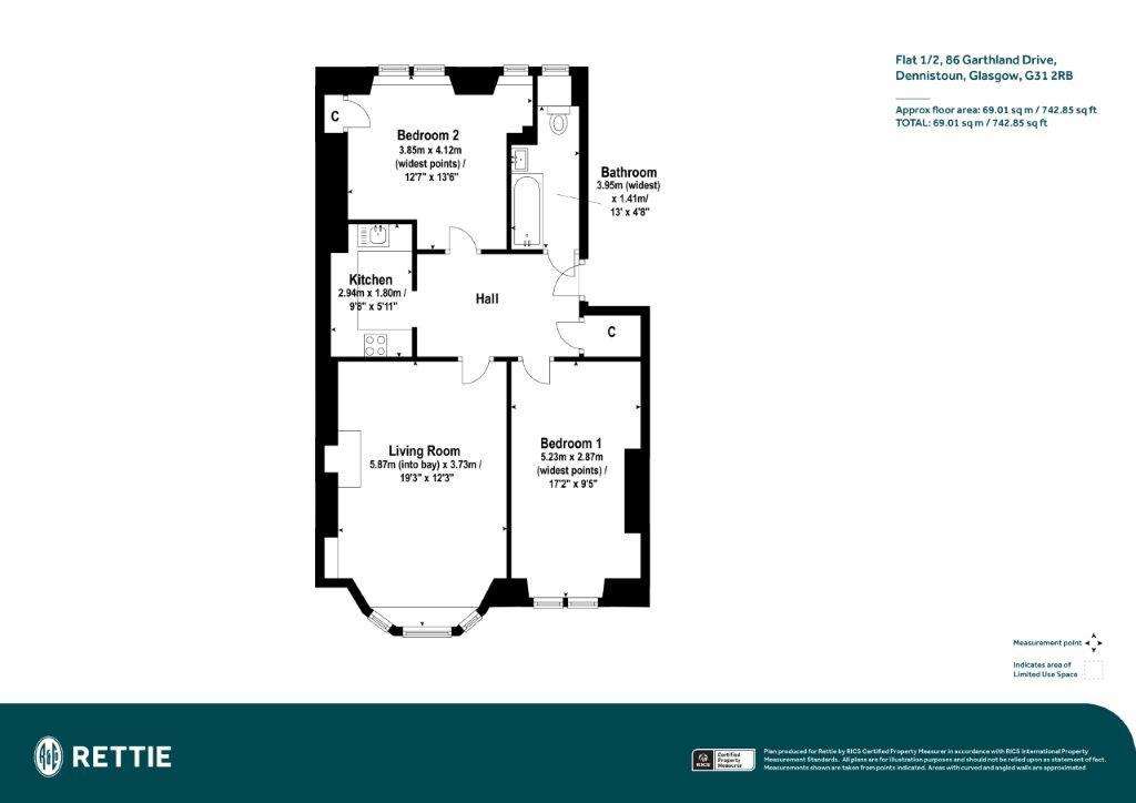 2 bedroom flat for sale - floorplan