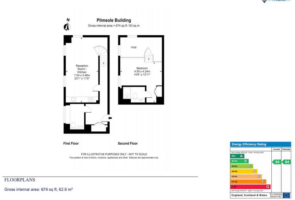 1 bedroom flat to rent - floorplan