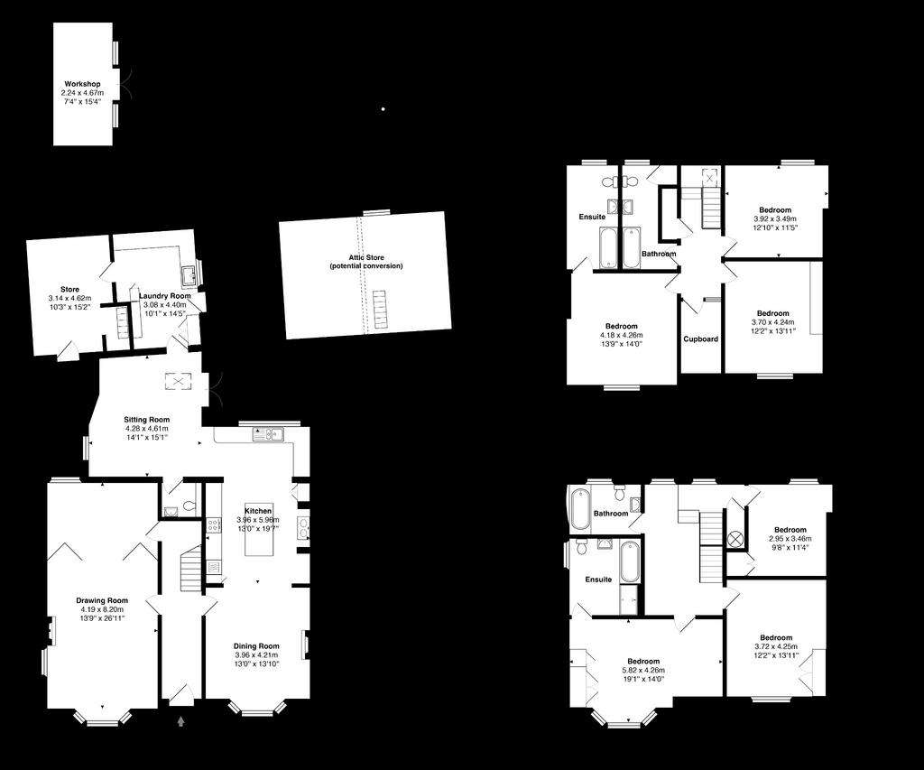 6 bedroom end of terrace house for sale - floorplan