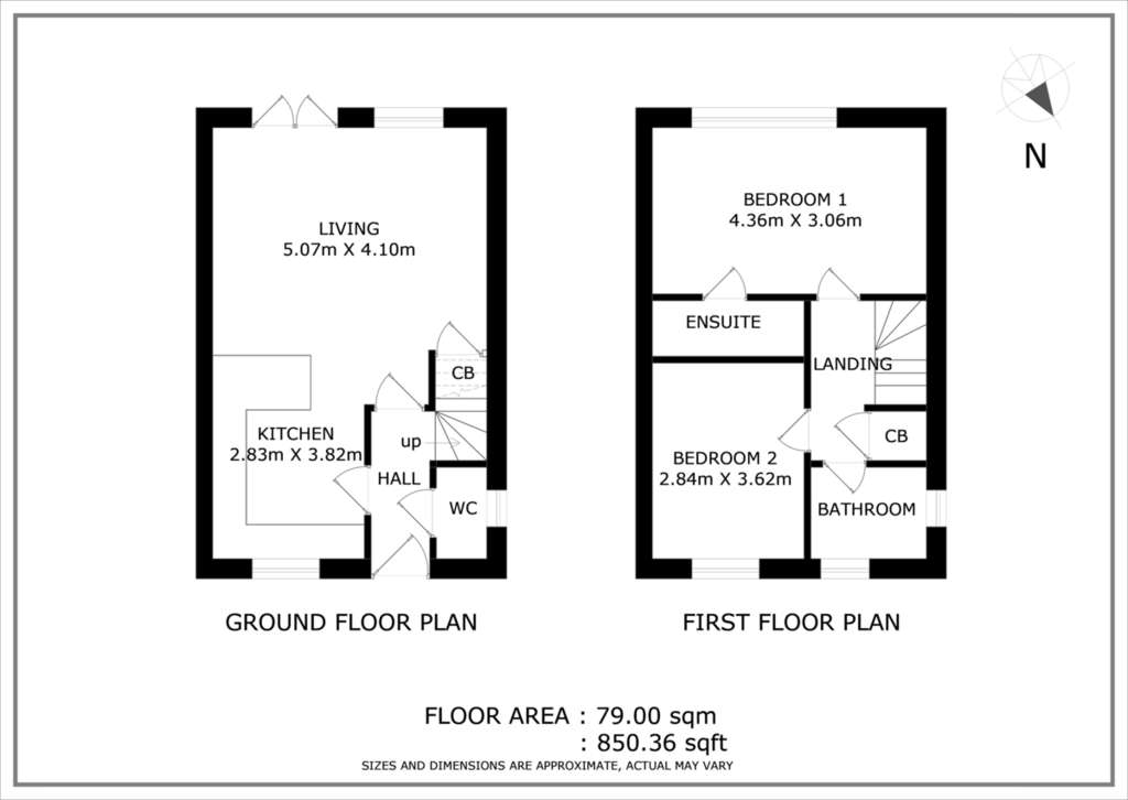 2 bedroom semi-detached house for sale - floorplan