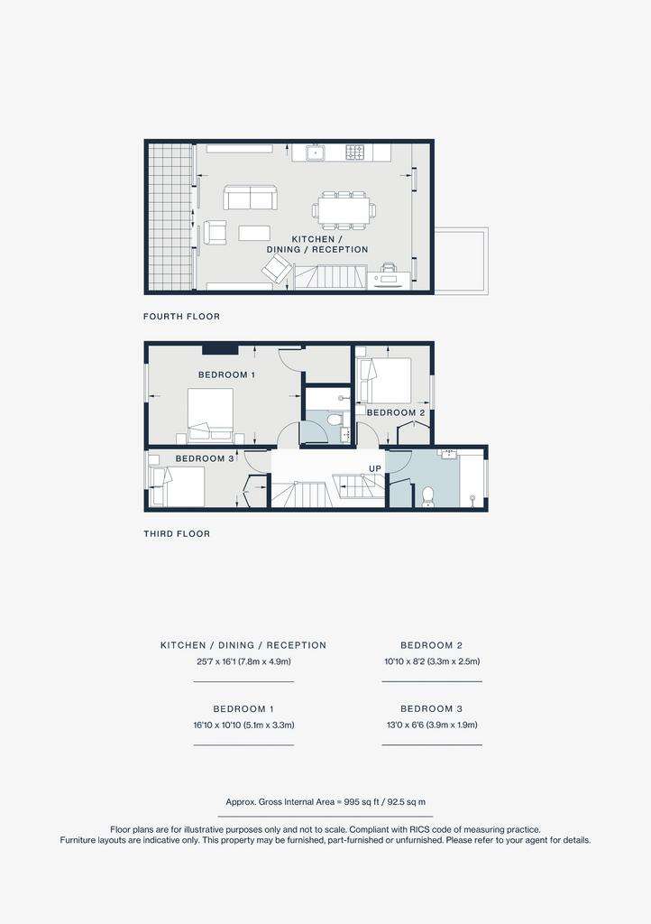 3 bedroom penthouse apartment to rent - floorplan