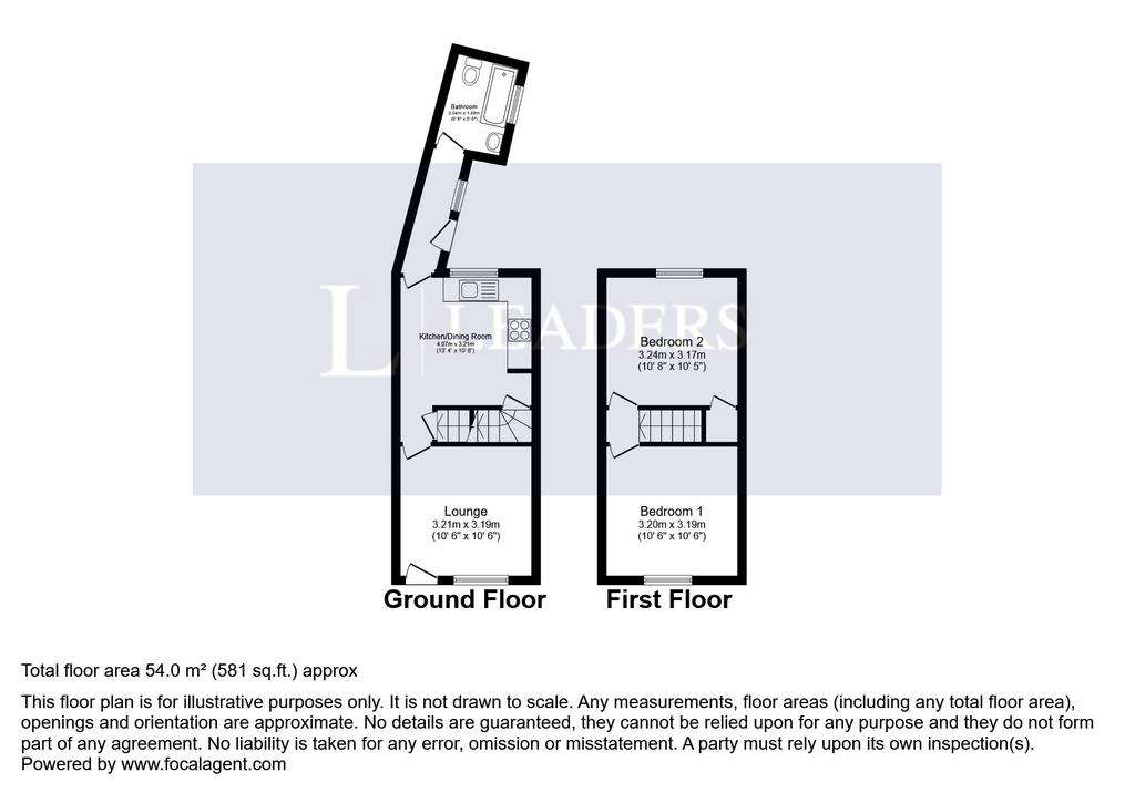 2 bedroom terraced house to rent - floorplan