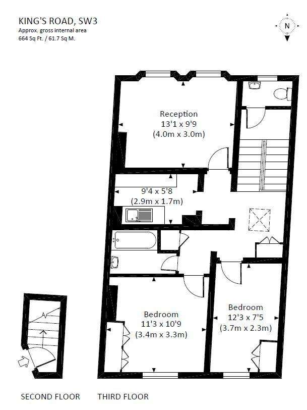 2 bedroom flat to rent - floorplan